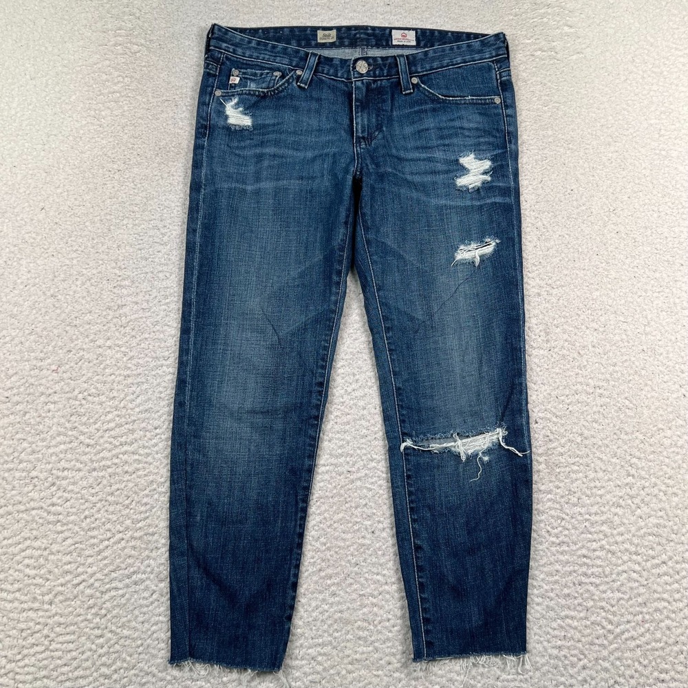 AG Adriano Goldschmied Stilt Cigarette Leg Jeans Women 27 *30 Distressed Denim